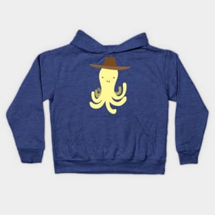 Yellow Octopus - Cowboy Hat Kids Hoodie